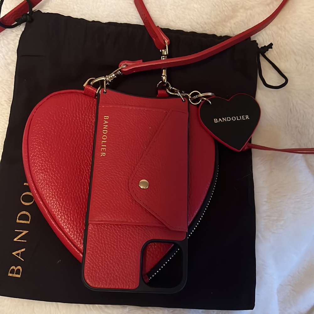 Like New iPhone 11 Pro Max Bandolier Heart purse and phone case